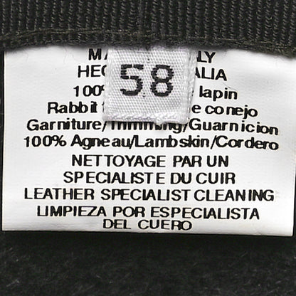 Hermes Rabbit Felt Lambskin Hat 58 Black 9 of 10