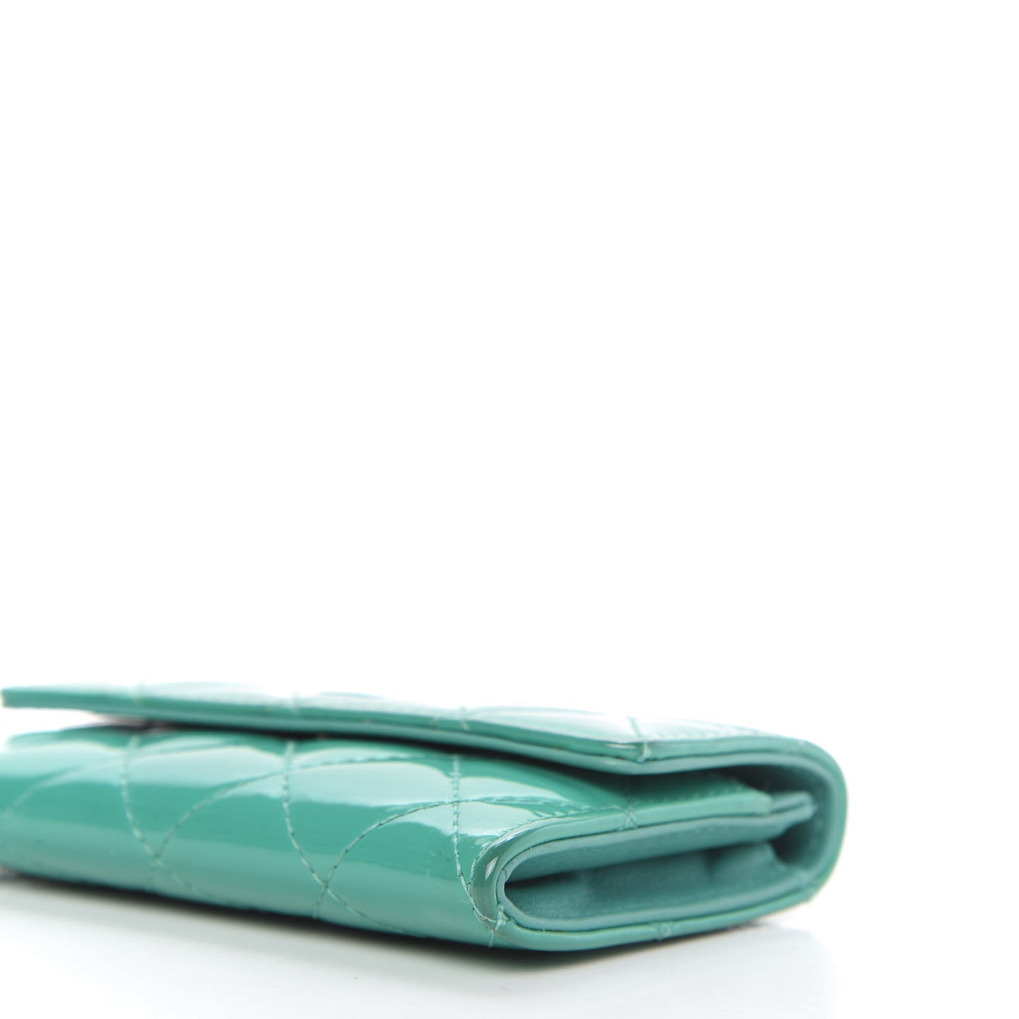 Patent Quilted Flap Card Holder Turquoise