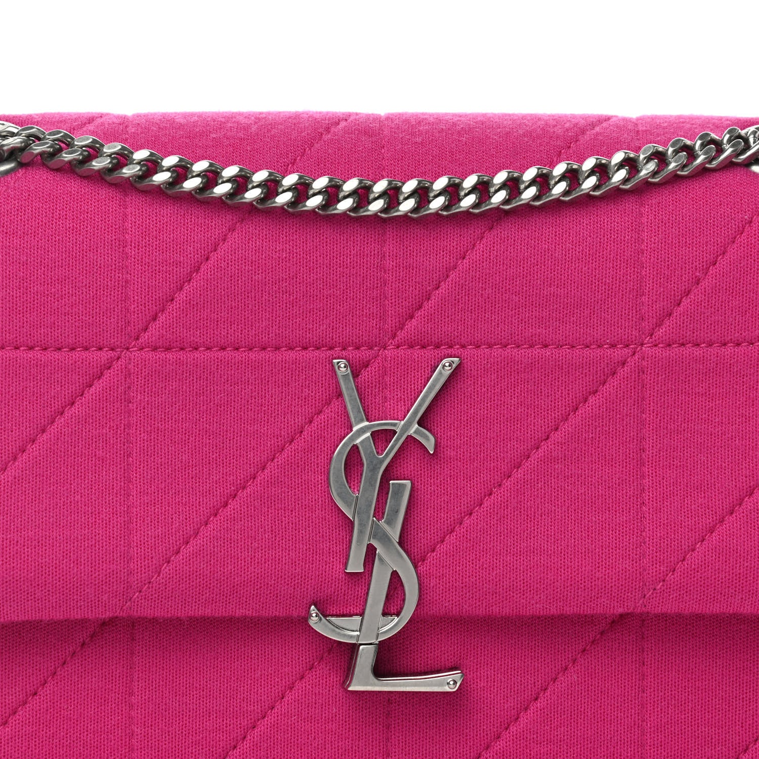 Saint Laurent Jersey Wool Patchwork Monogram Medium Jamie Fuchsia 8 of 10