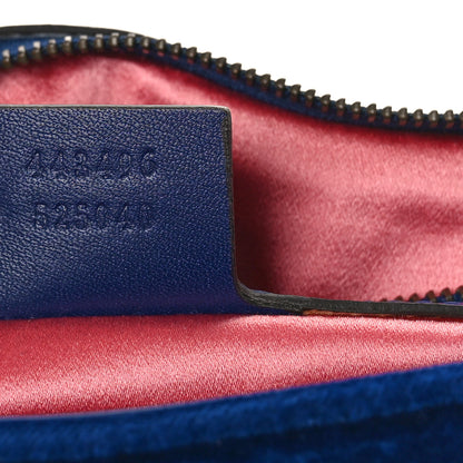 Gucci Velvet Matelasse Modern Embroidered Medium GG Marmont Shoulder Bag Cobalt 7 of 12