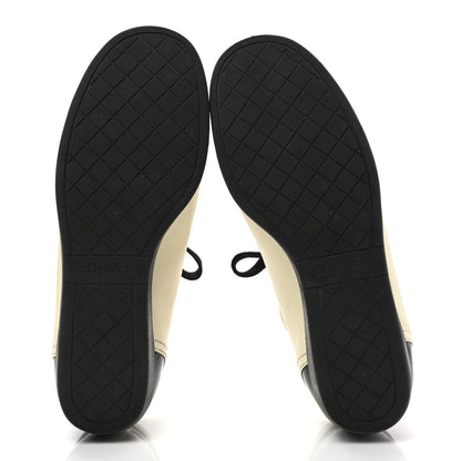 Chanel Lambskin Patent Calfskin CC Sneakers 37.5 White Black 5 of 9