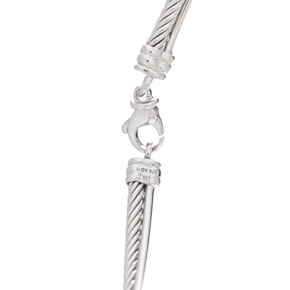 David Yurman Sterling Silver 14K White Gold Diamond Crossover Cable Choker Necklace 3 of 3
