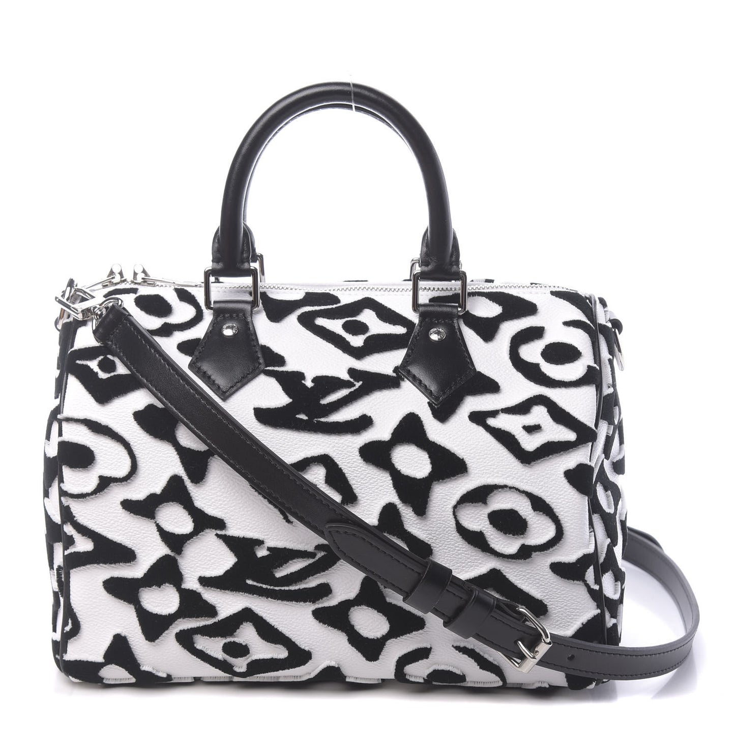 X UF Tufted Monogram Speedy Bandouliere 25 White Black