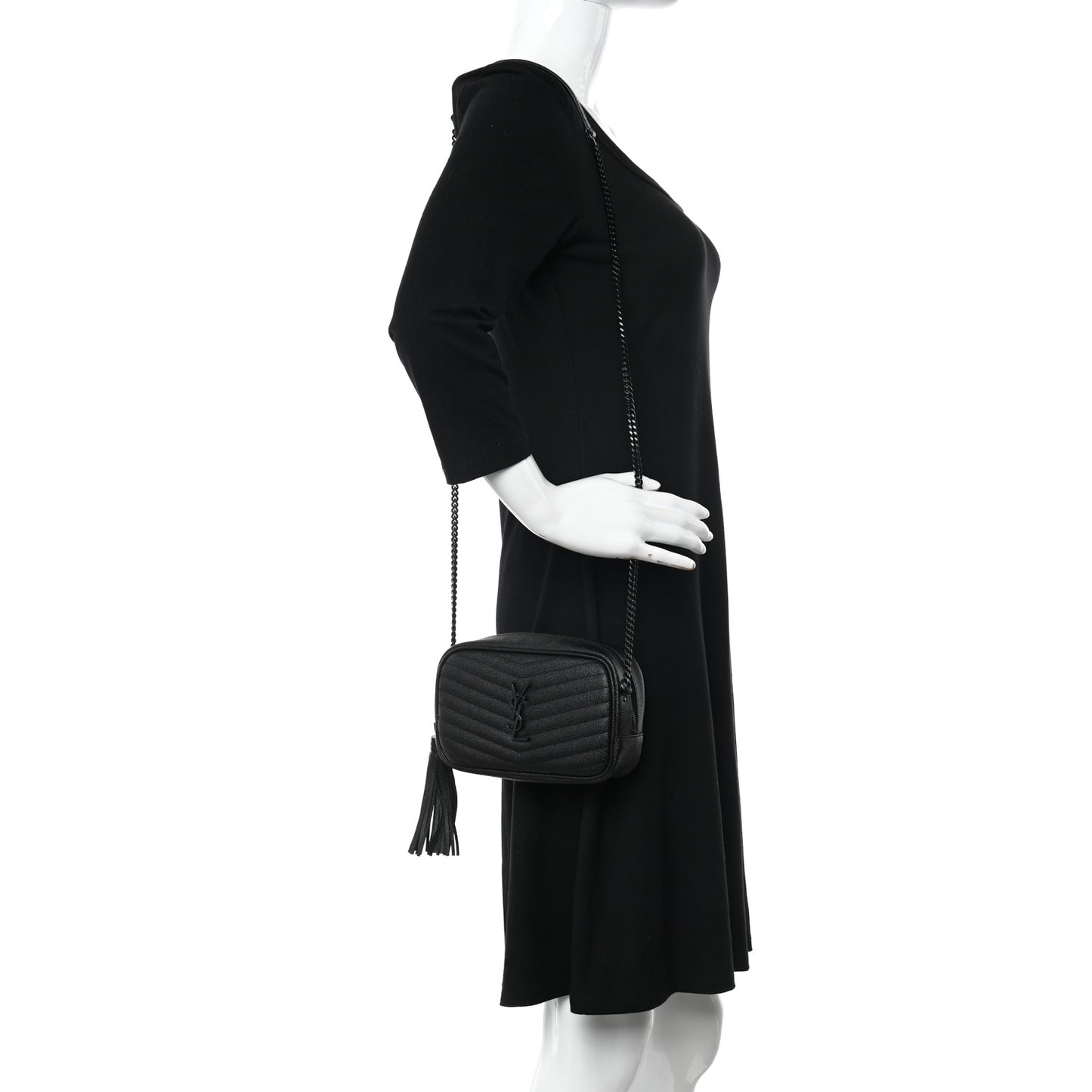 Grain De Poudre Matelasse Monochrome Monogram Mini Lou Camera Bag Black
