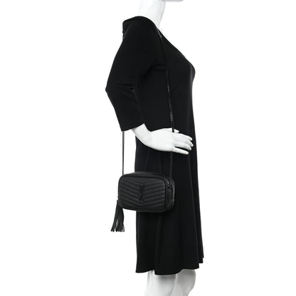 Saint Laurent Grain De Poudre Matelasse Monochrome Monogram Mini Lou Camera Bag Black 2 of 10