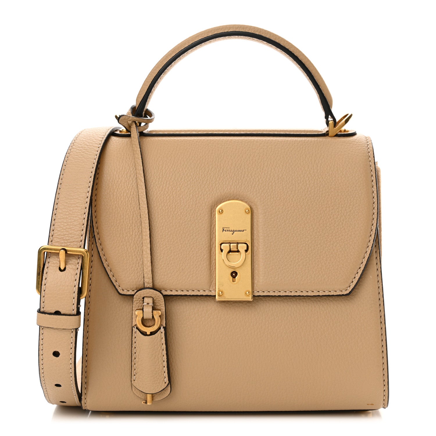 Salvatore Ferragamo Calfskin Suede Small Boxyz Beige 1 of 14