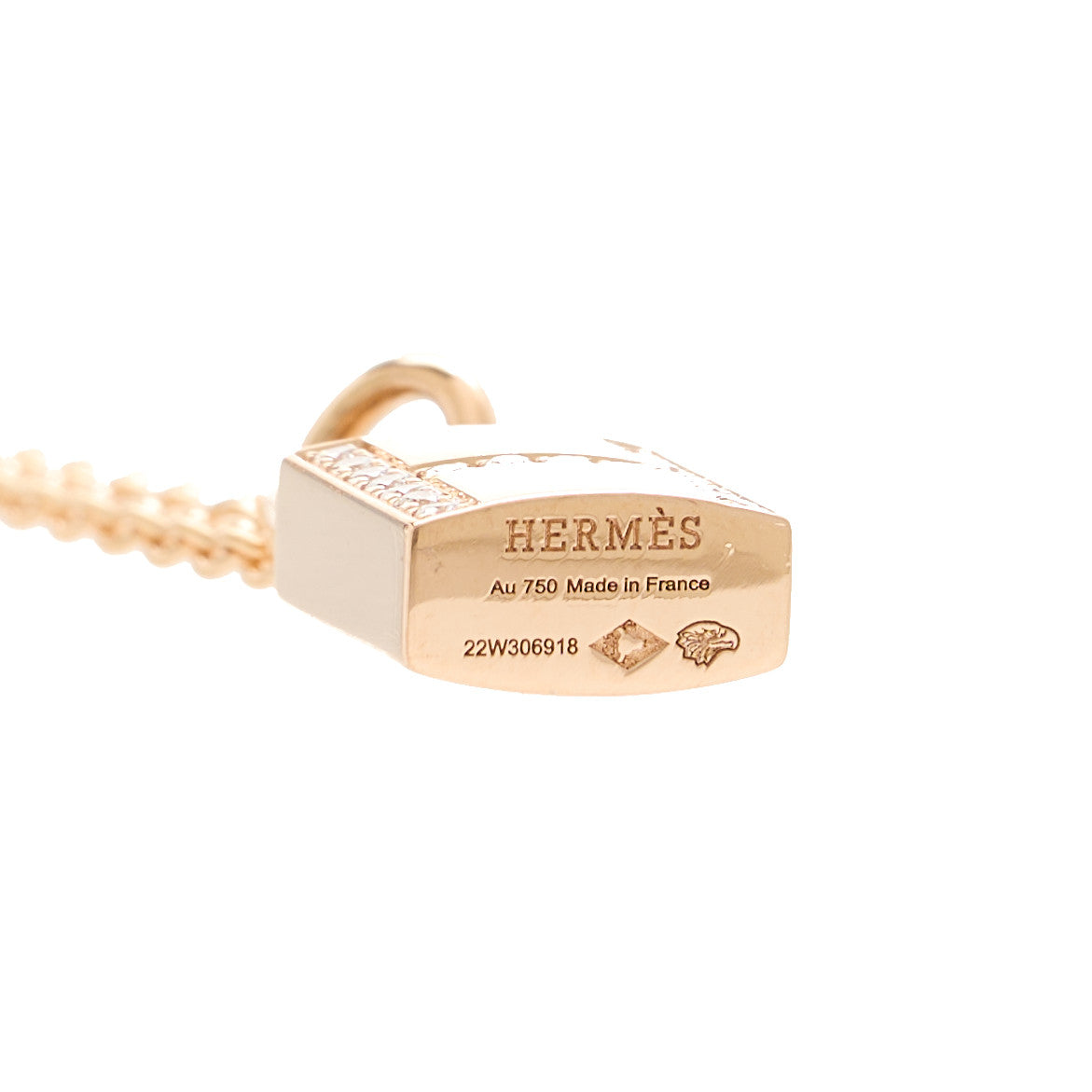 18K Rose Gold Diamond Amulettes Cadenas Pendant Necklace