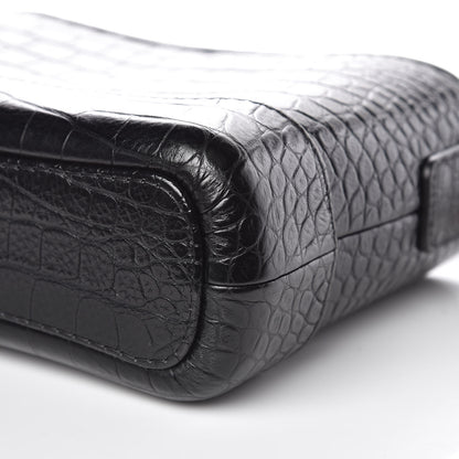 Chanel Calfskin Crocodile Embossed Small Gabrielle Cocodile Hobo Black 12 of 13