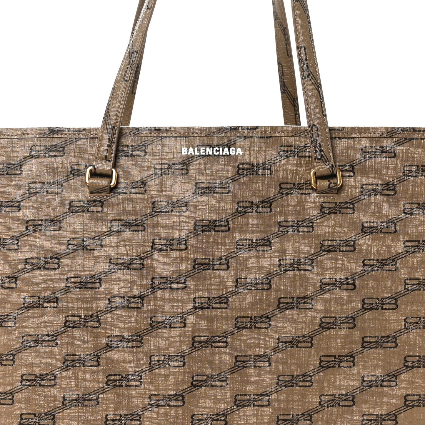 Coated Canvas BB Monogram Large Signature East West Shopper Bag Beige Brown