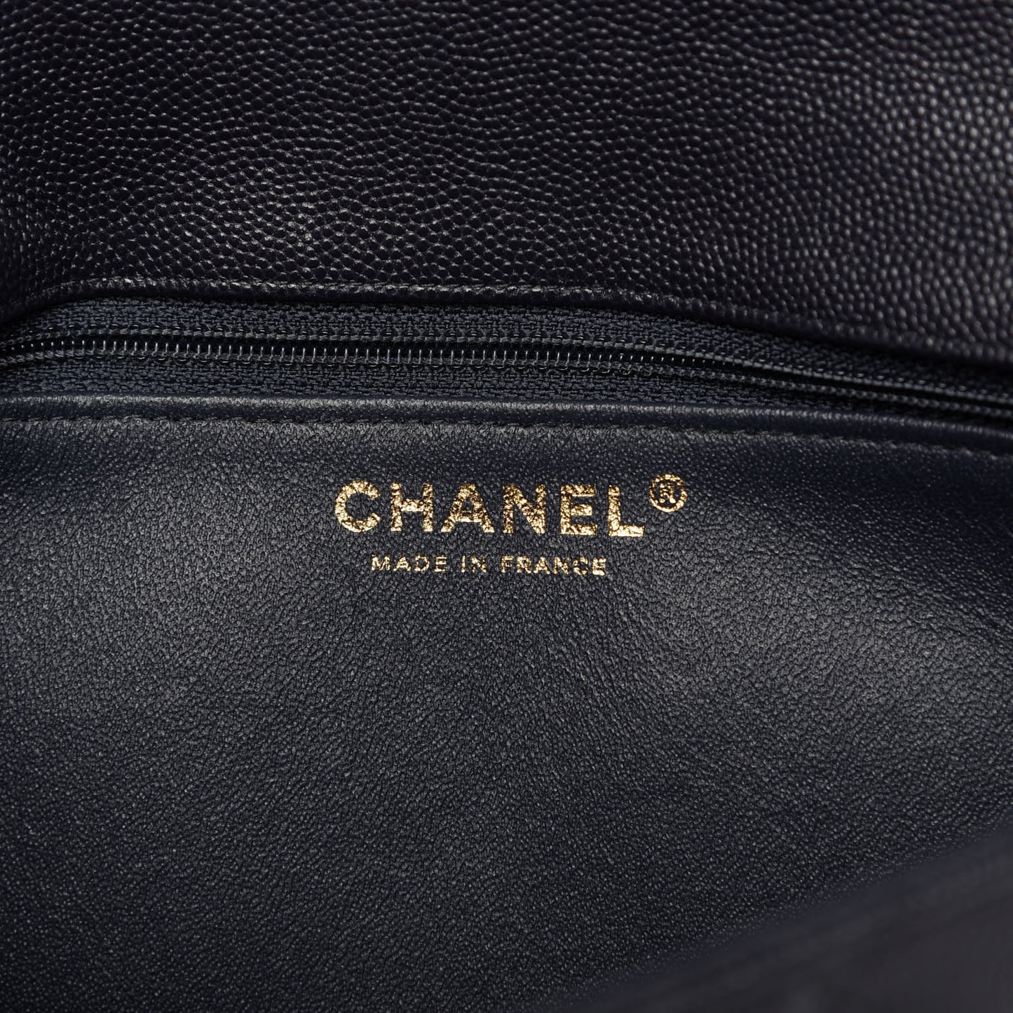 Caviar Quilted Flap Clutch Navy Blue