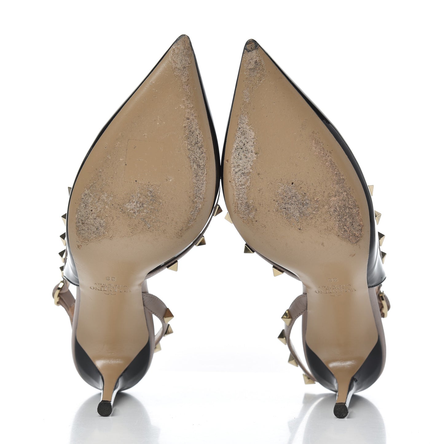 Patent Rockstud Half D'Orsay Slingback 85mm Pumps 38 Black Poudre
