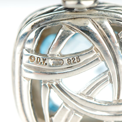 David Yurman Sterling Silver Blue Topaz Diamond 14mm Albion Pendant 3 of 3