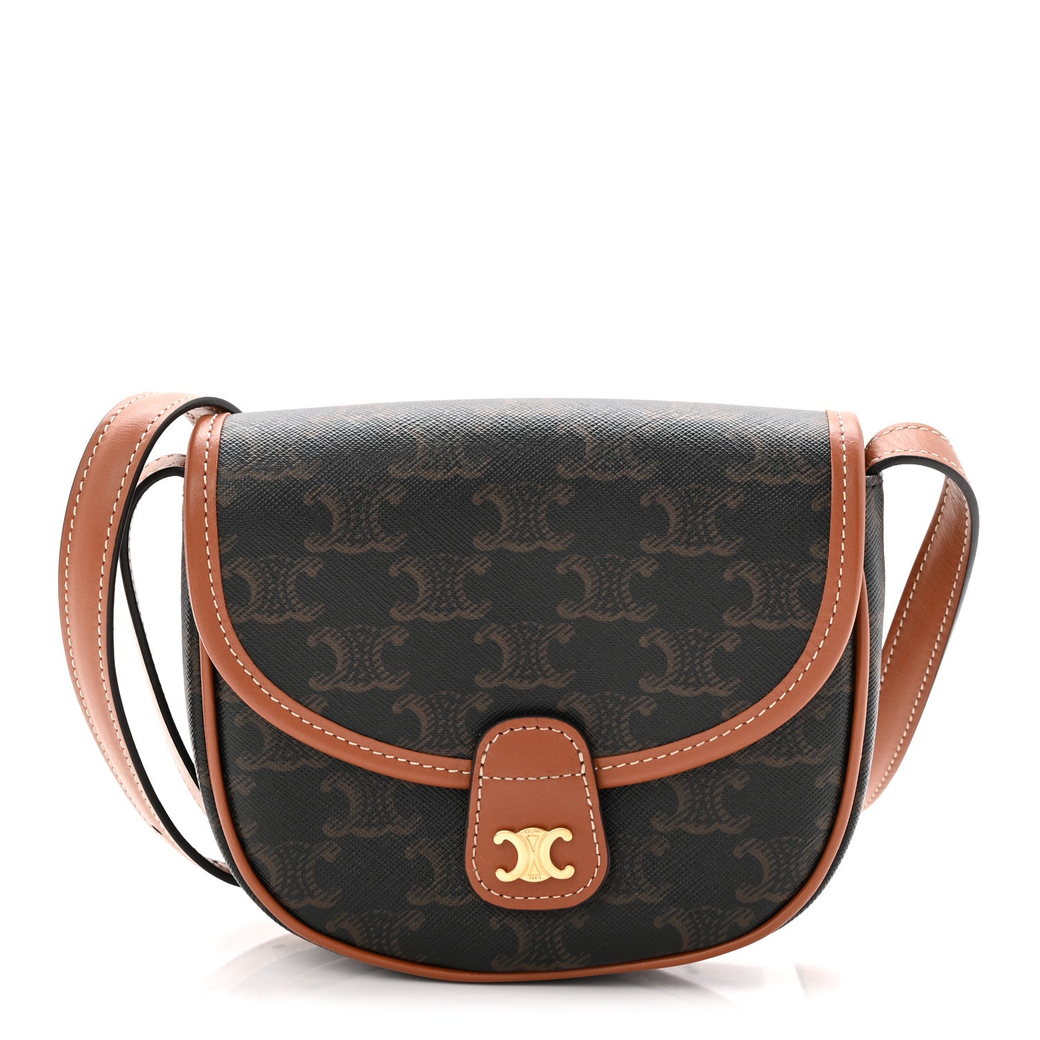 Celine Canvas Calfskin Triomphe Mini Besace Tan 1 of 11