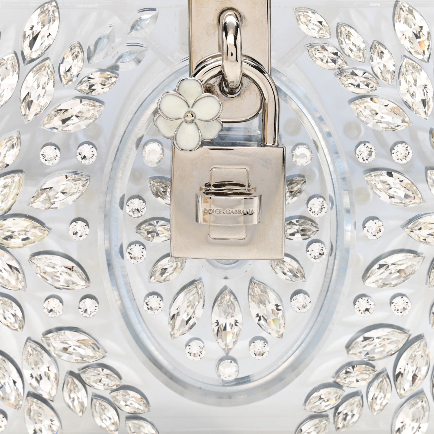 Dolce & Gabbana Crystal Embellished Plexiglass Dolce Box Clutch Silver 8 of 10