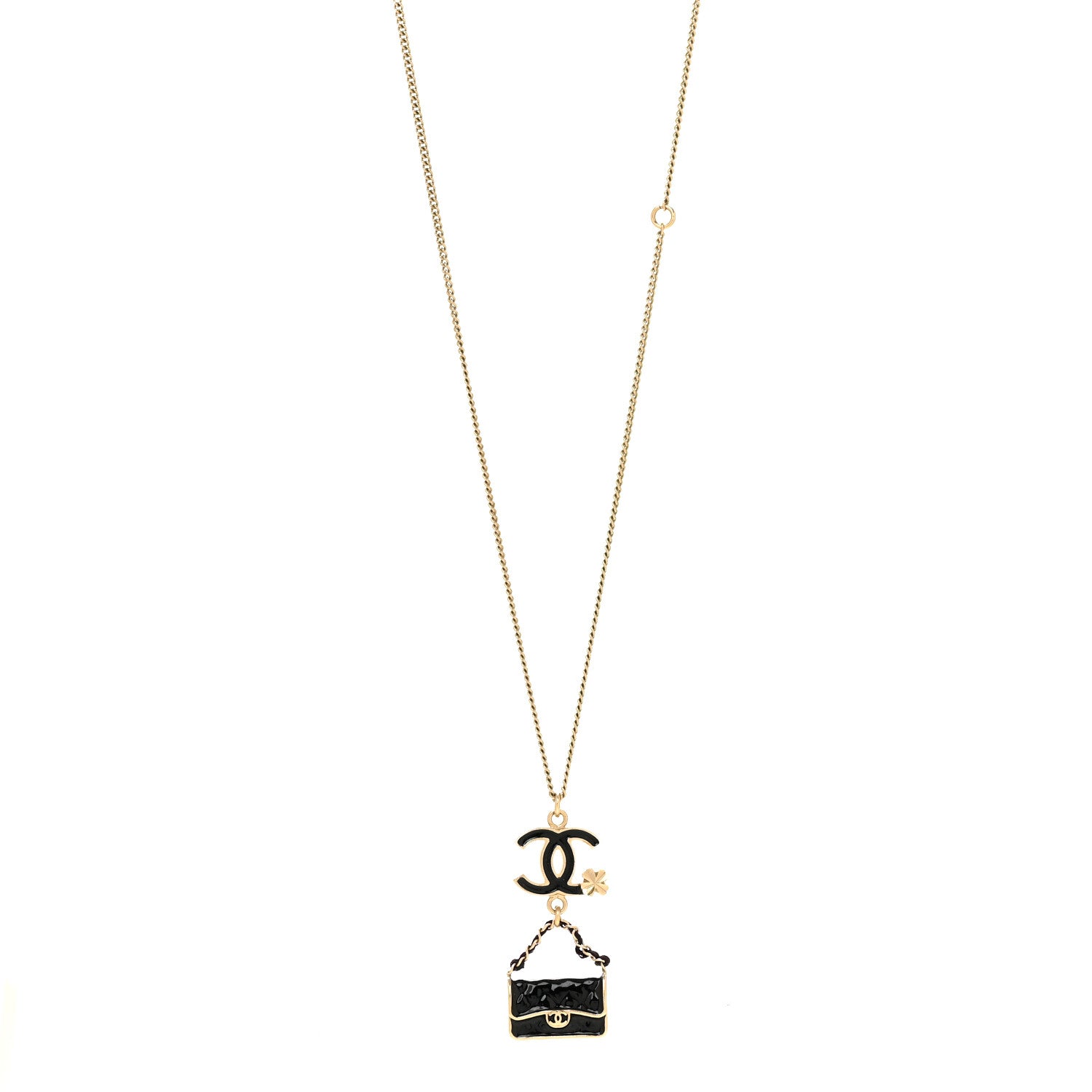 Chanel Enamel Charming Chic Classic Flap CC Charm Necklace Black 1 of 6