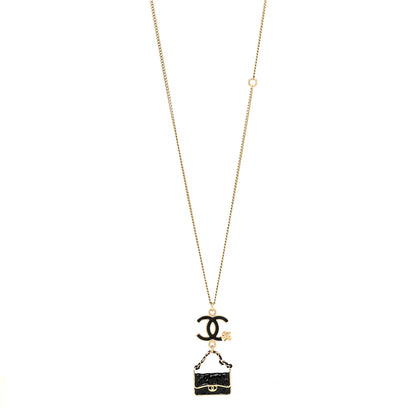 Chanel Enamel Charming Chic Classic Flap CC Charm Necklace Black 1 of 6