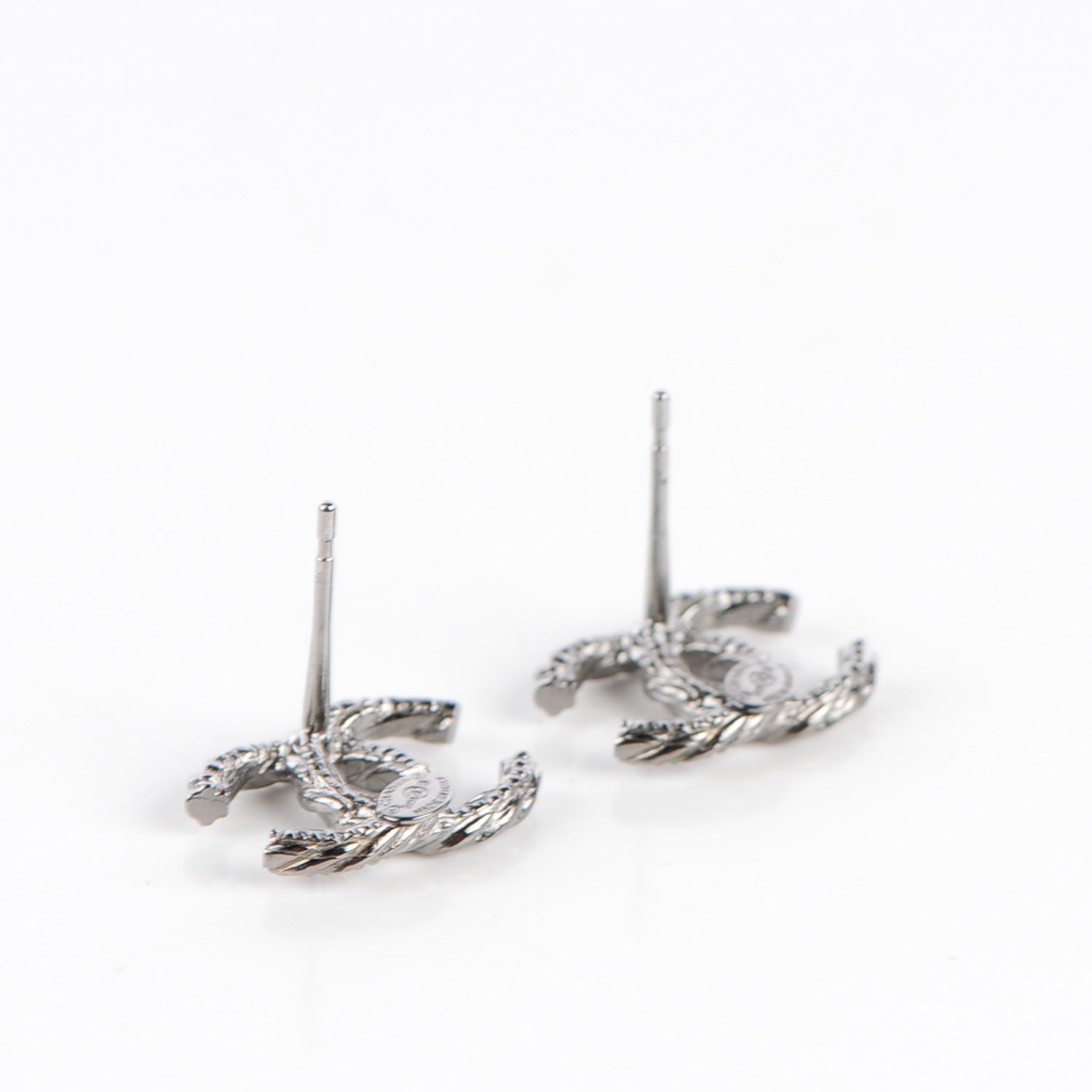 Chanel Braided CC Earrings Silver 4 of 5