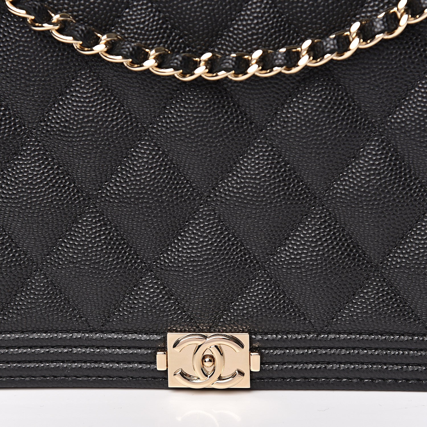 Chanel Caviar Quilted Boy Wallet On Chain WOC Black 11 of 12