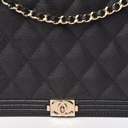 Chanel Caviar Quilted Boy Wallet On Chain WOC Black 11 of 12