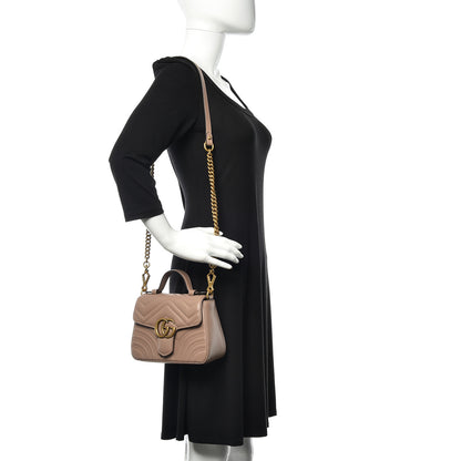 Gucci Calfskin Matelasse Mini GG Marmont Top Handle Shoulder Bag Porcelain Rose 2 of 10