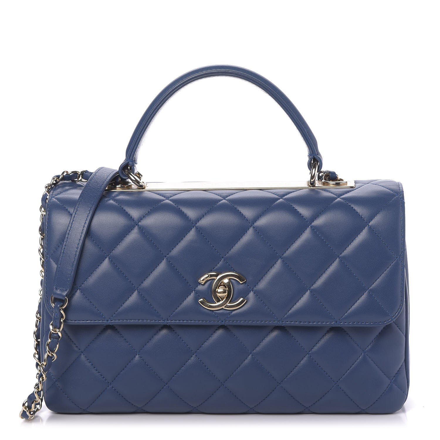 Chanel Lambskin Quilted Medium Trendy CC Flap Dual Handle Bag Blue 1 of 11