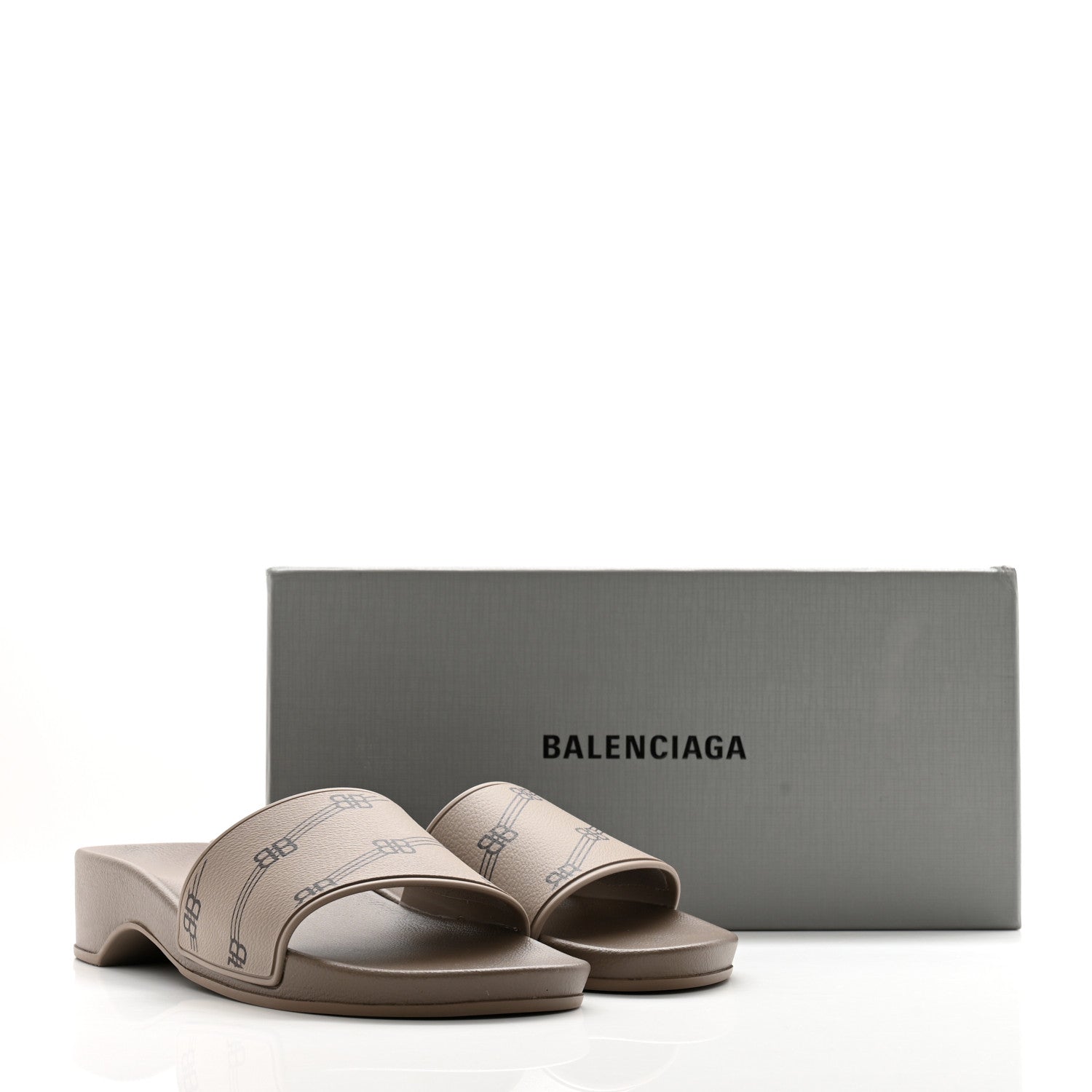 Balenciaga Rubber Allover Logo Womens Pool Wedge Slide Sandals 38 Dark Mink 8 of 8