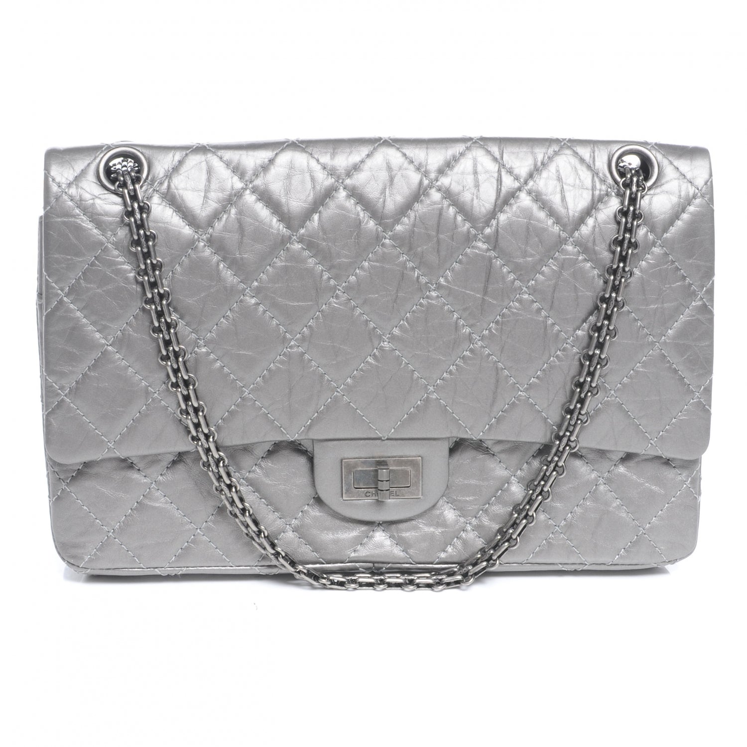 Chanel Aged Calfskin 2.55 Reissue 226 Jumbo Flap Silver 1 of 6