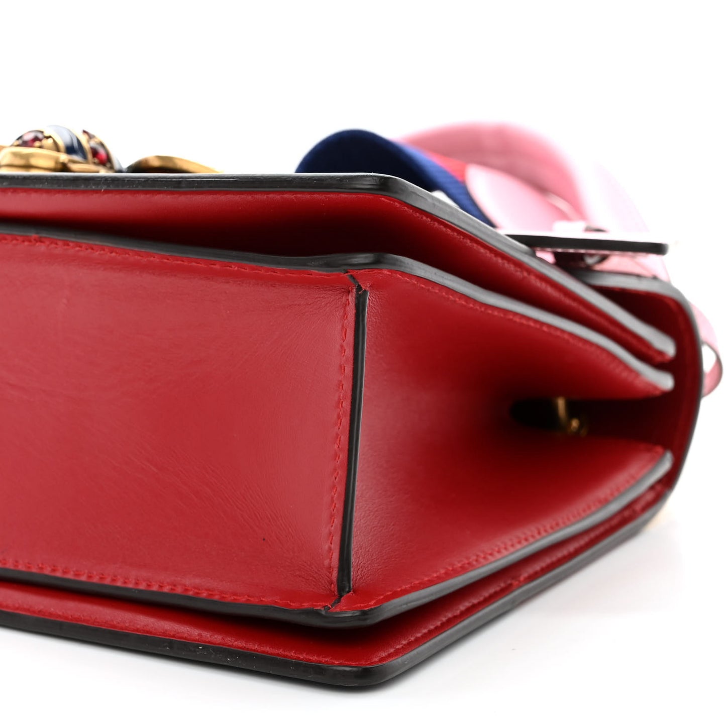 Calfskin Sylvie Web Small Queen Margaret Top Handle Bag Blue Agata Hibiscus Red Mystic White Sugar Pink