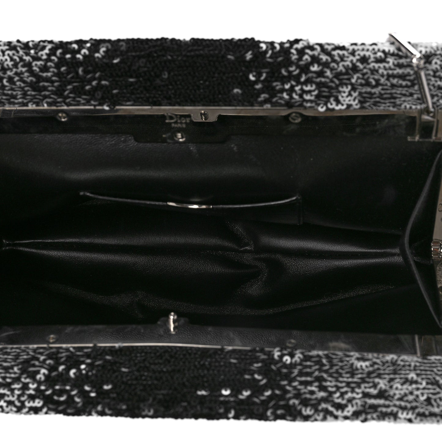 Sequin Clutch Black White
