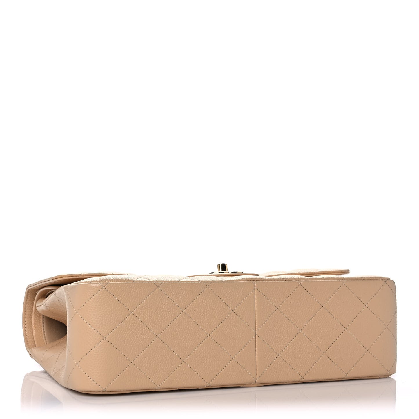 Caviar Quilted Jumbo Double Flap Beige Clair