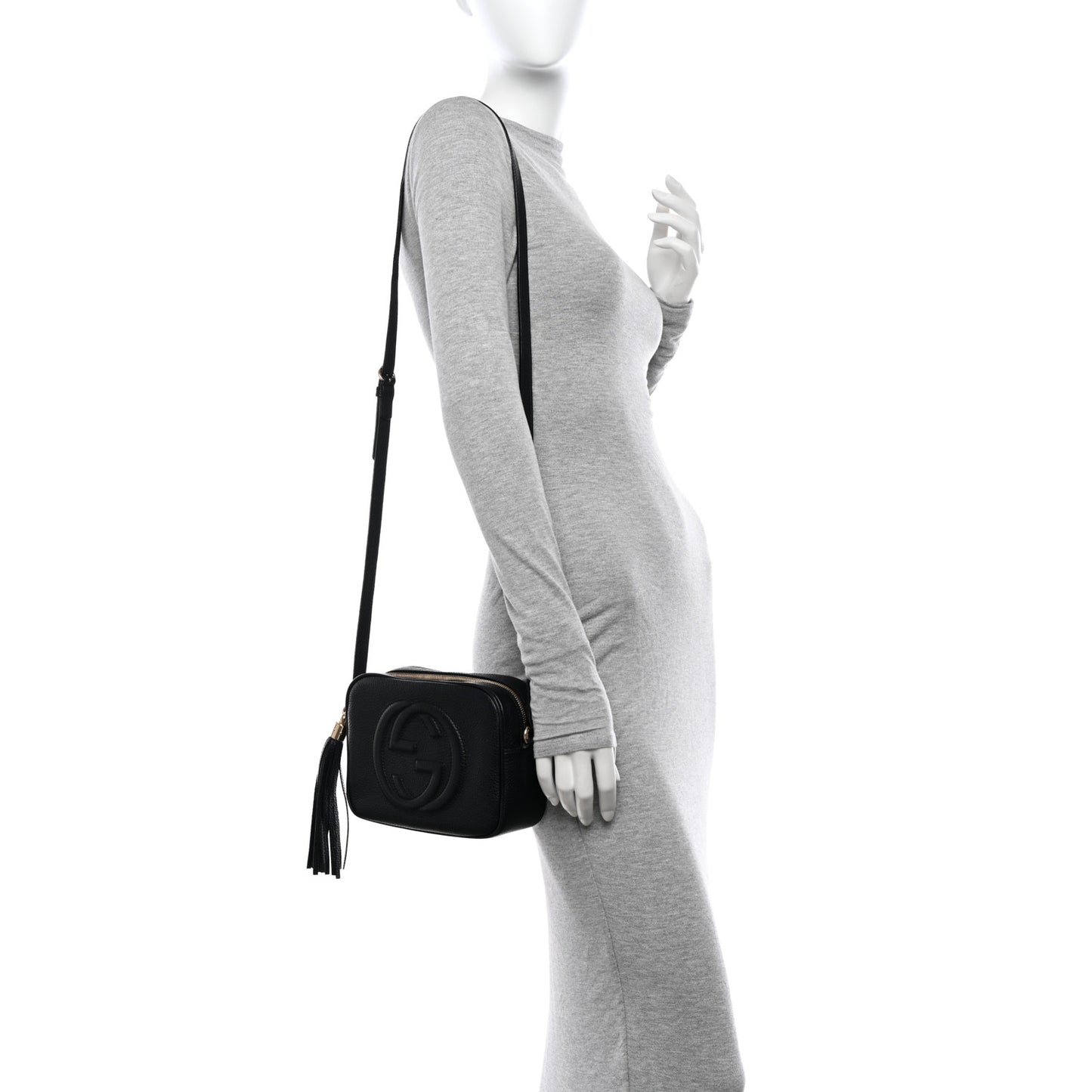 Pebbled Calfskin Small Soho Disco Bag Black