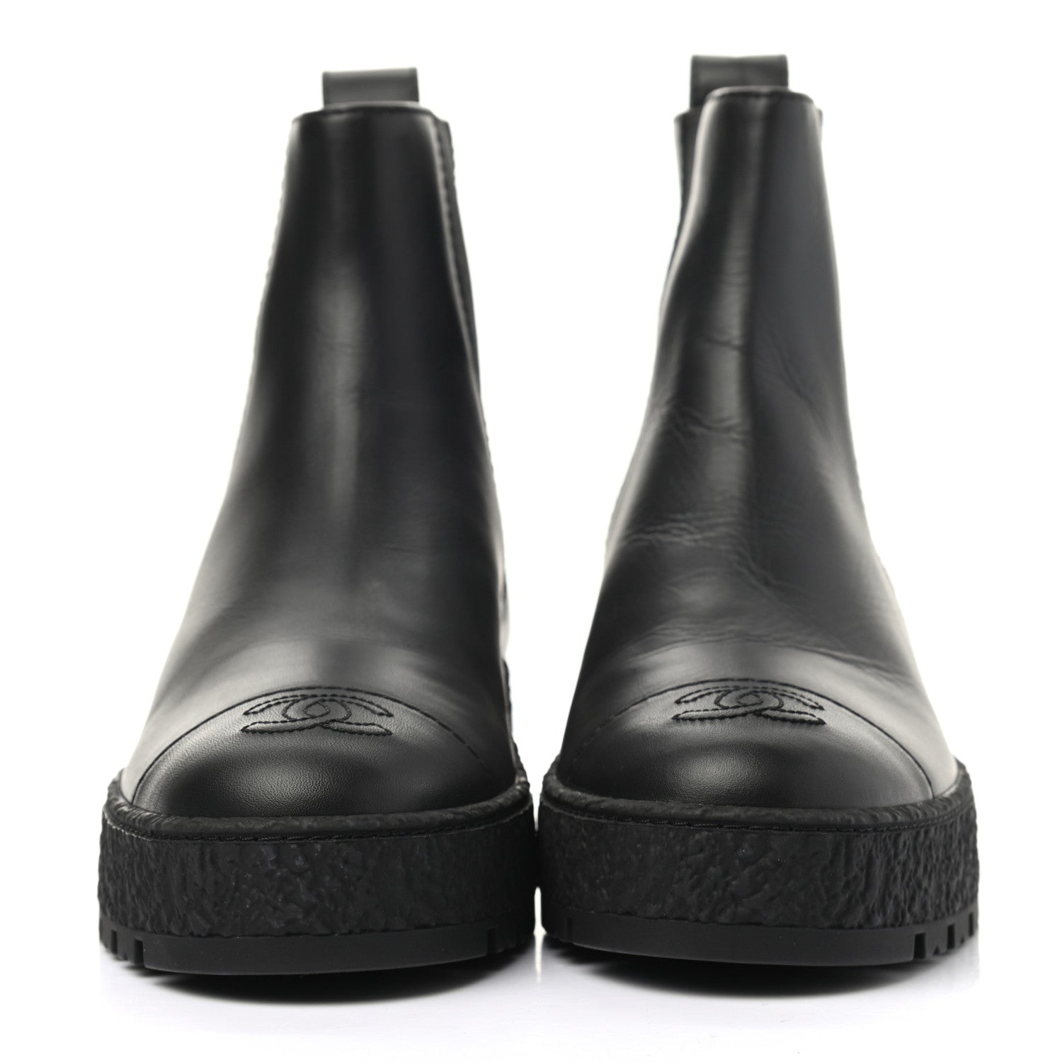 Chanel Calfskin Cap Toe CC Ankle Boots 37.5 Black 2 of 8