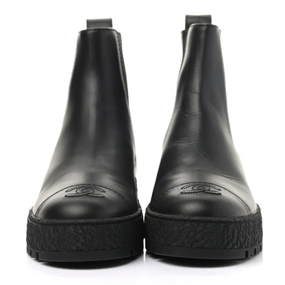 Chanel Calfskin Cap Toe CC Ankle Boots 37.5 Black 2 of 8