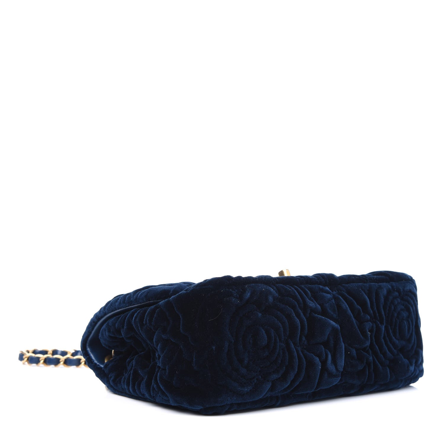 Chanel Velvet Camellia Embossed Mini Square Flap Blue 3 of 4
