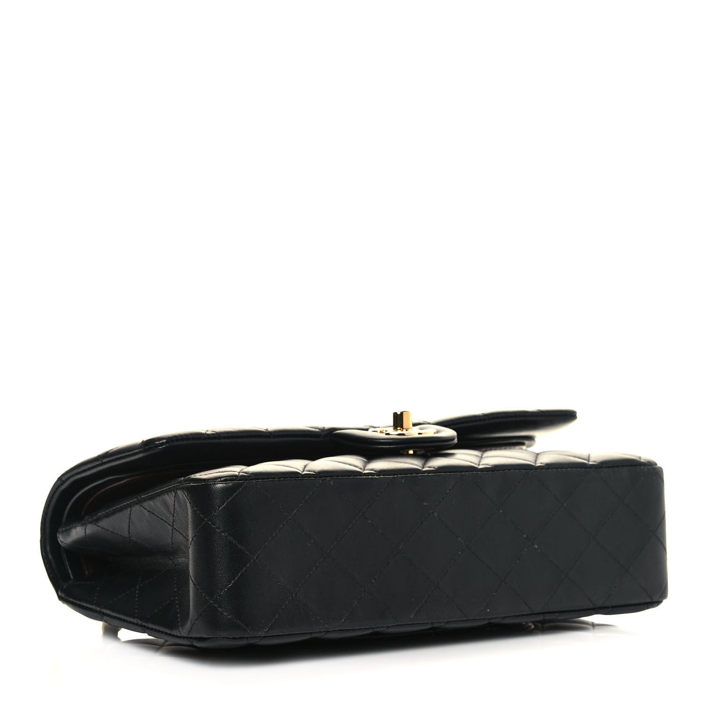 Lambskin Quilted Medium Double Flap Black