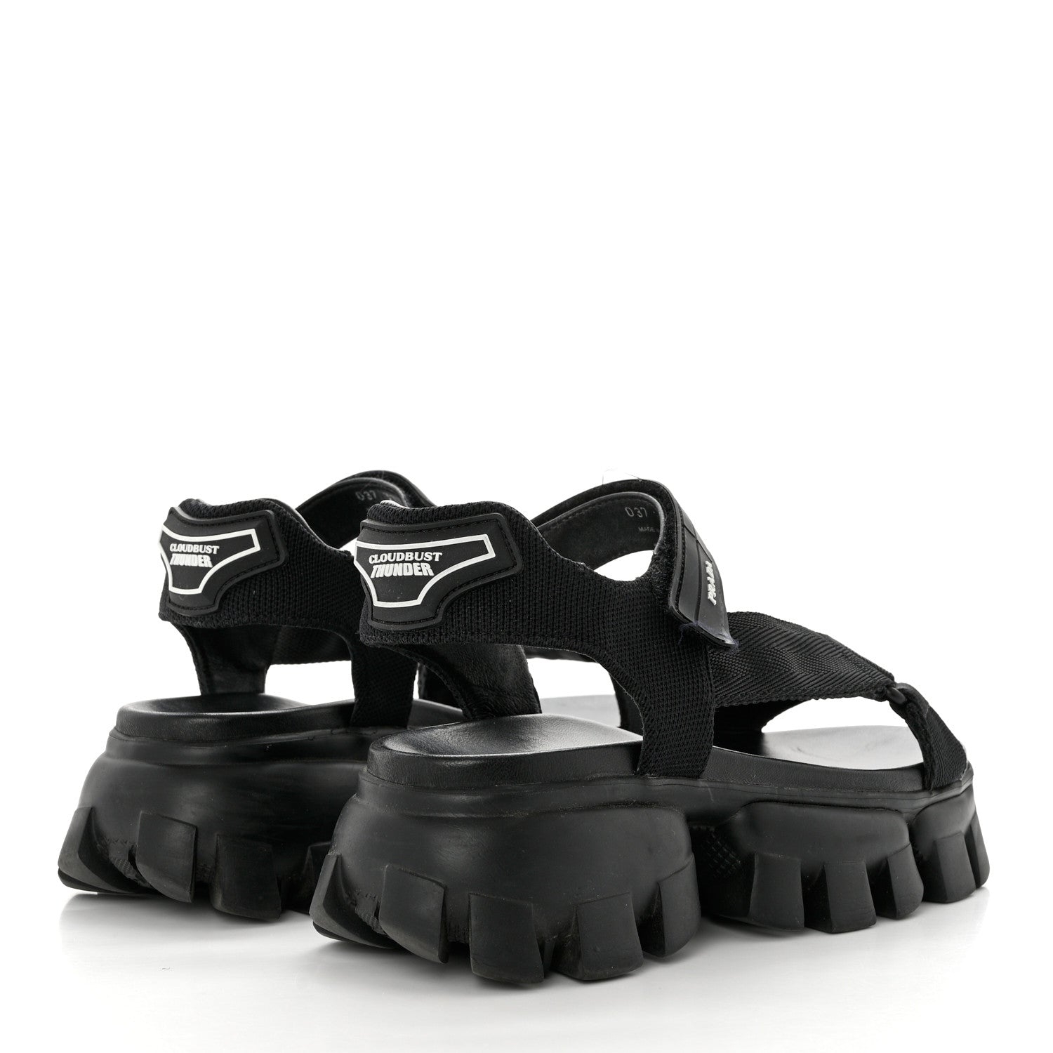 Prada Rubber Nylon Velcro Womens Cloudbust Thunder 50mm Sandals 37 Black 4 of 8
