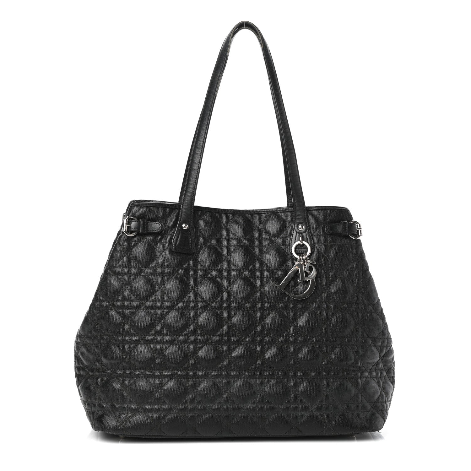 Christian Dior Coated Canvas Cannage Medium Panarea Tote Black 1 of 9