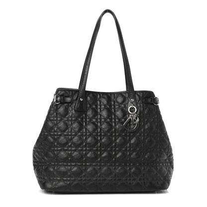 Christian Dior Coated Canvas Cannage Medium Panarea Tote Black 1 of 9