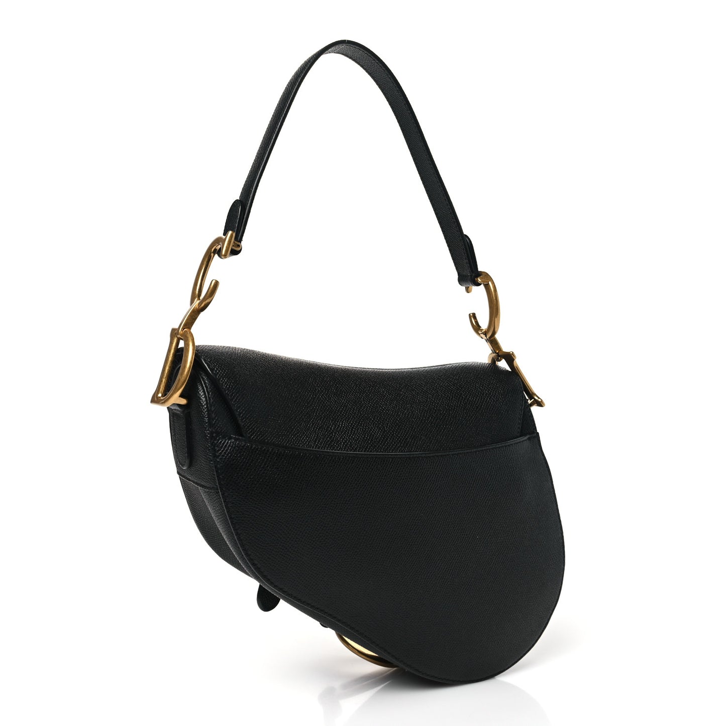 Grained Calfskin Saddle Bag Black