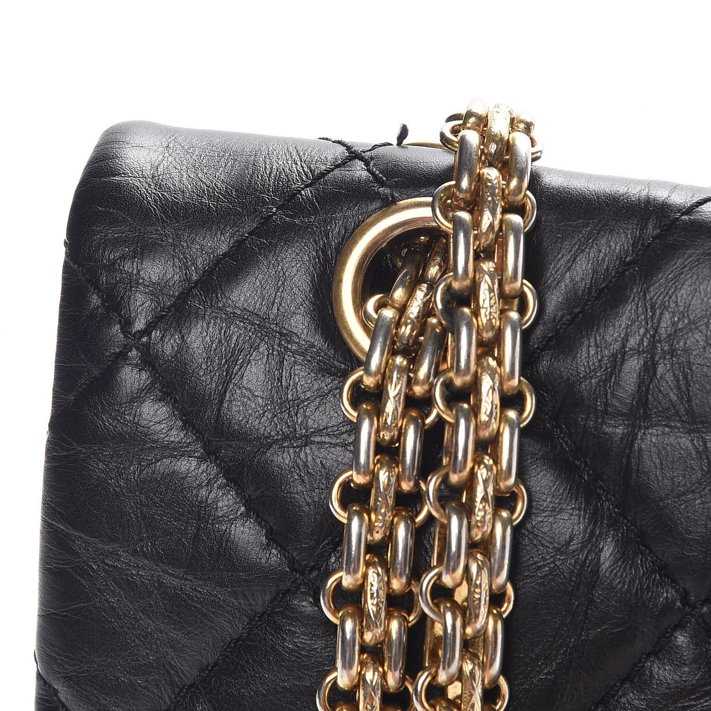 Aged Calfskin Quilted 2.55 Reissue 227 Flap Black