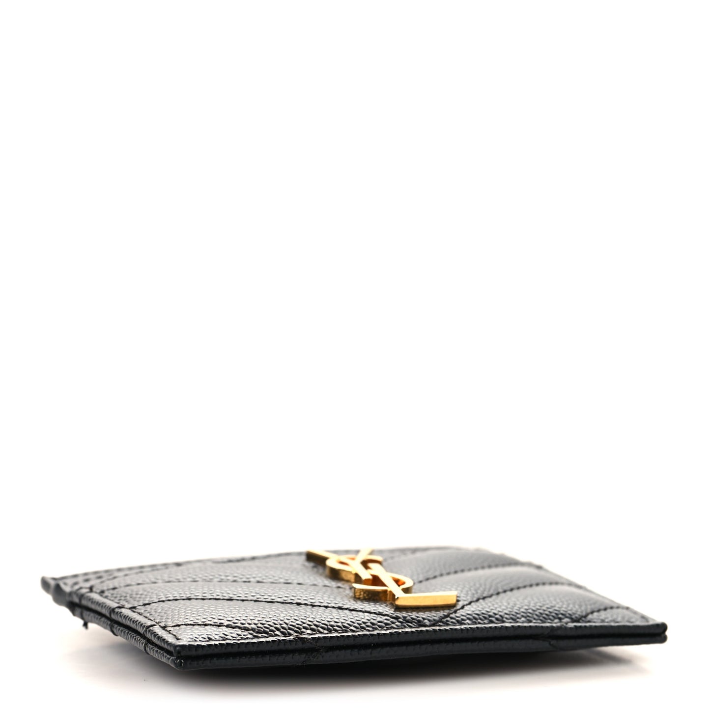 Grain De Poudre Matelasse Chevron Monogram Credit Card Case Black