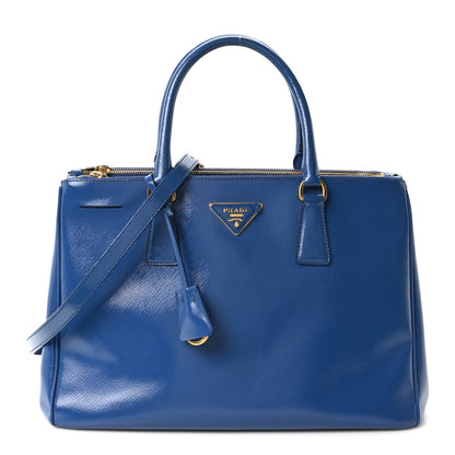 Prada Saffiano Vernice Medium Galleria Double Zip Azzurro Azzurro 1 of 10
