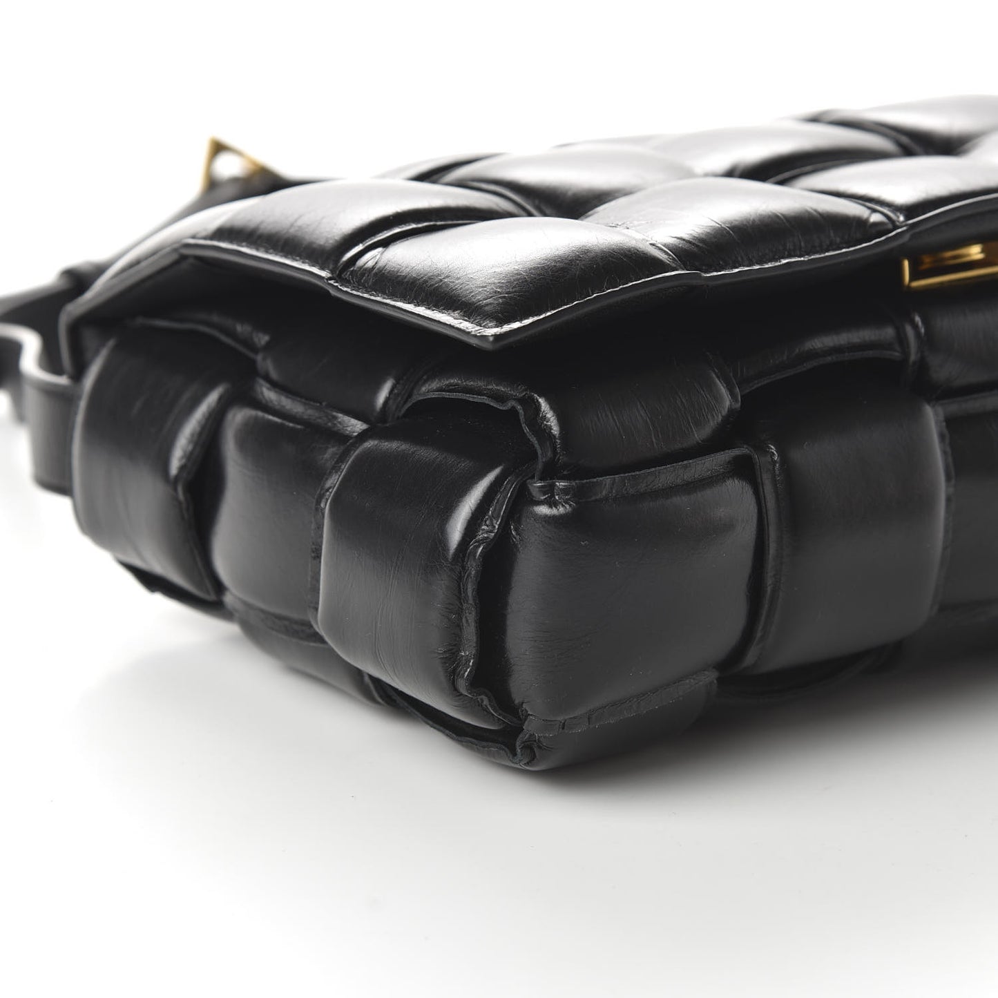 Paper Calfskin Maxi Intreccio Padded Cassette Crossbody Bag Black