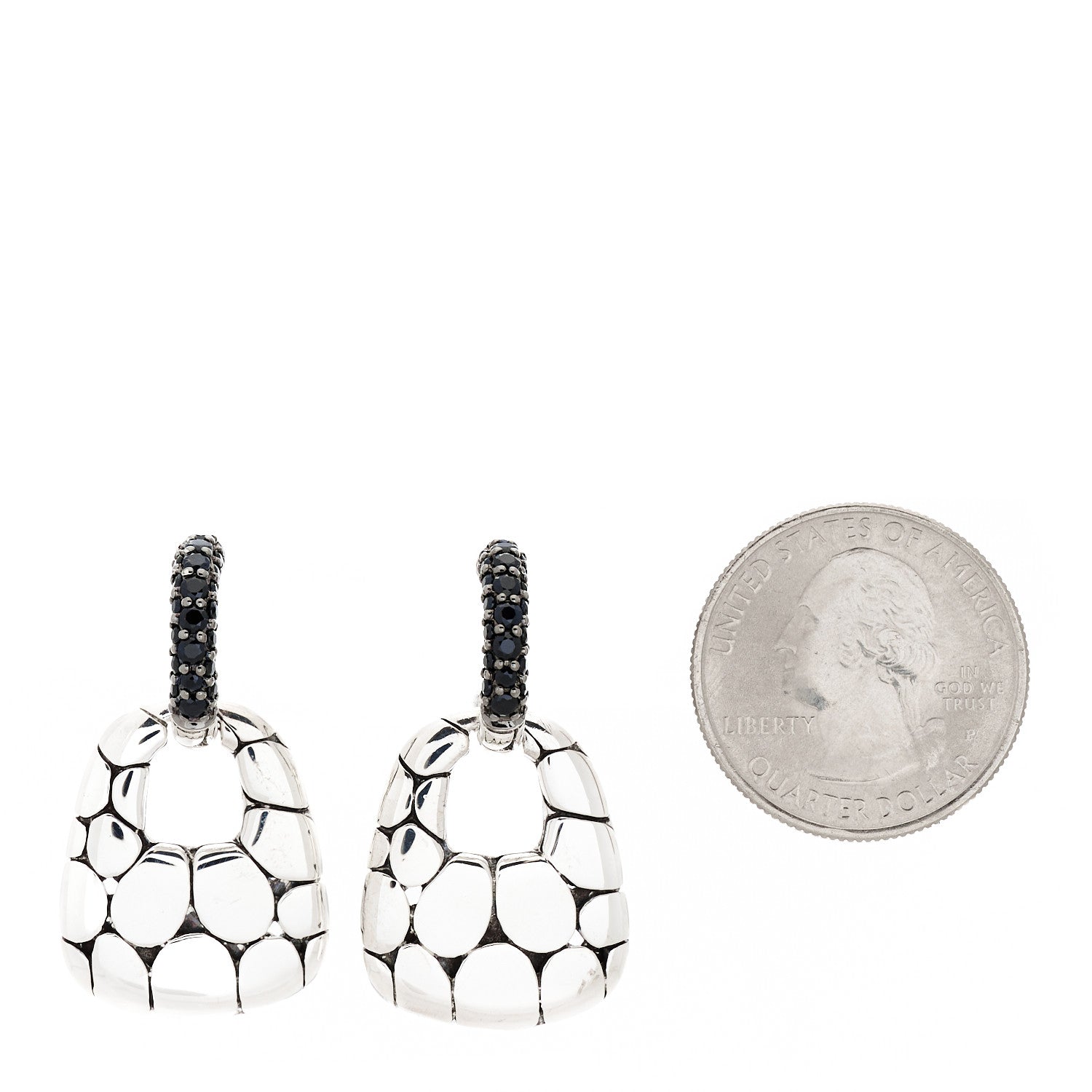 John Hardy Sterling Silver Black Sapphire Kali Door Knocker Earrings 2 of 4