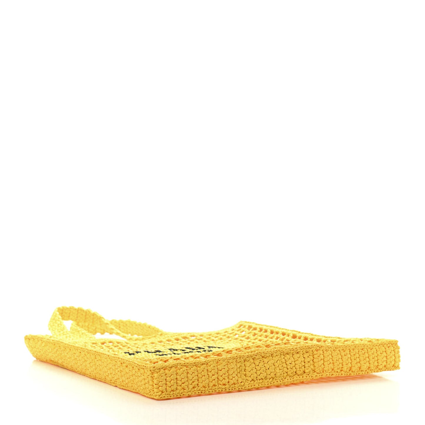 Yarn Raffia Effect Crochet Logo Embroidered Tote Bag Giallo