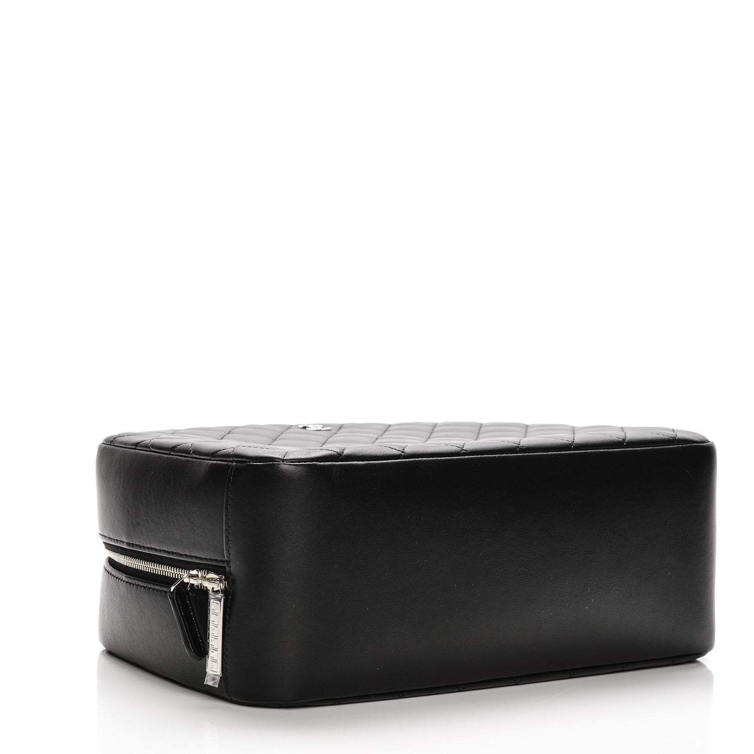 Chanel Lambskin Quilted Large Curvy Pouch Cosmetic Case Black 4 of 7