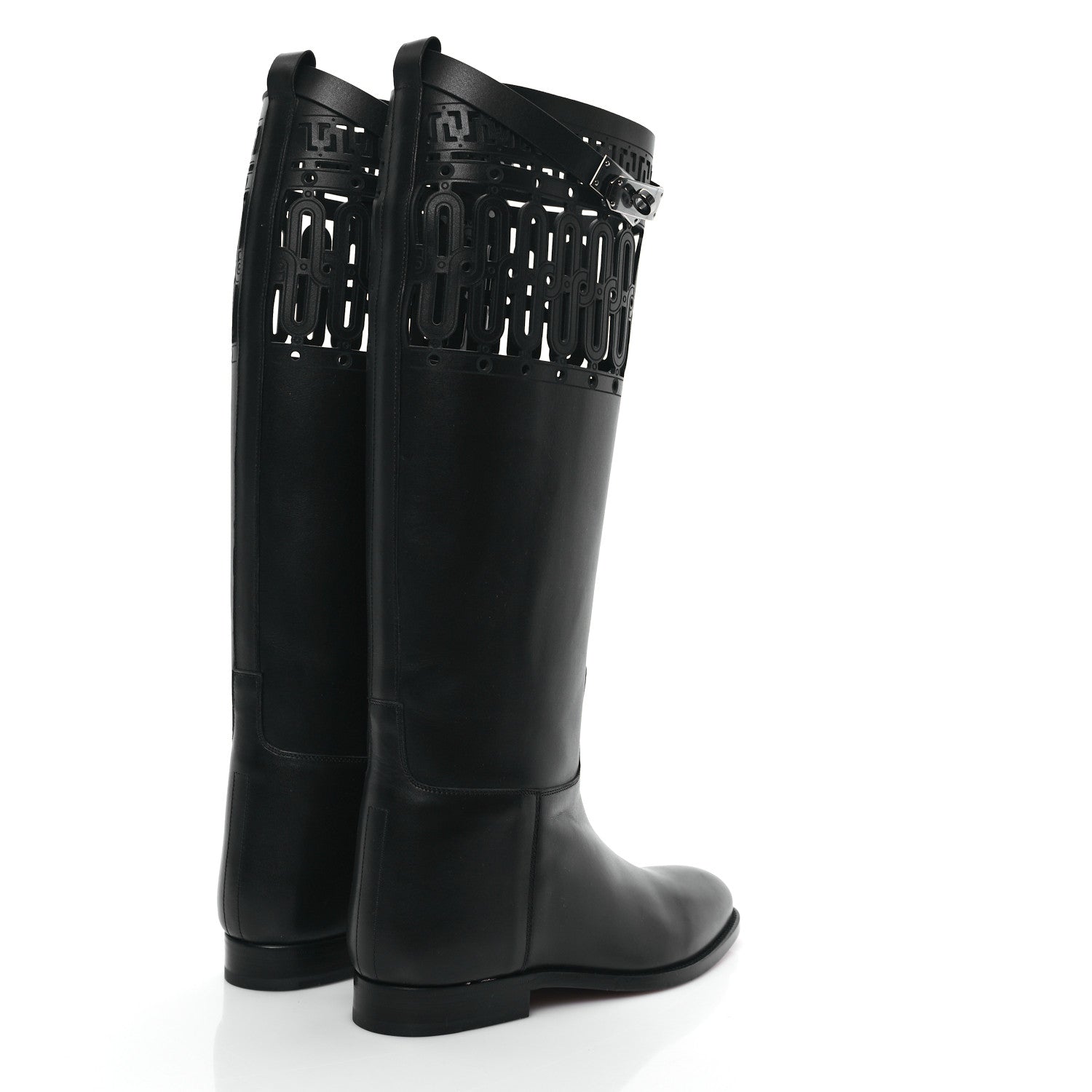 Hermes Calfskin Womens Faubourg Kelly Jumping Boots 37 Black 4 of 8