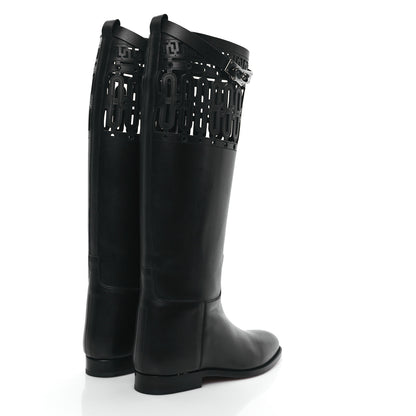 Hermes Calfskin Womens Faubourg Kelly Jumping Boots 37 Black 4 of 8