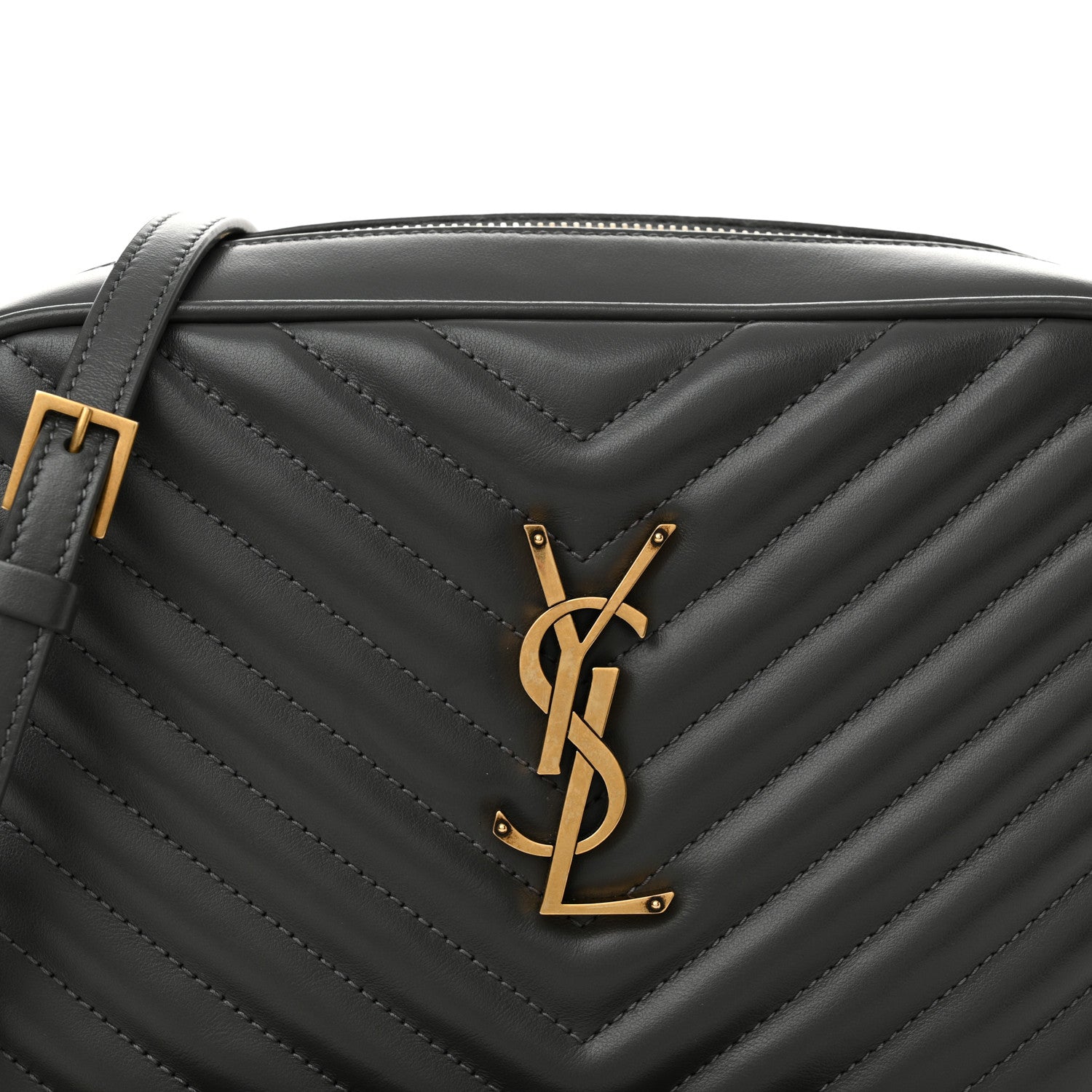 Saint Laurent Calfskin Matelasse Monogram Lou Camera Bag Storm 8 of 11