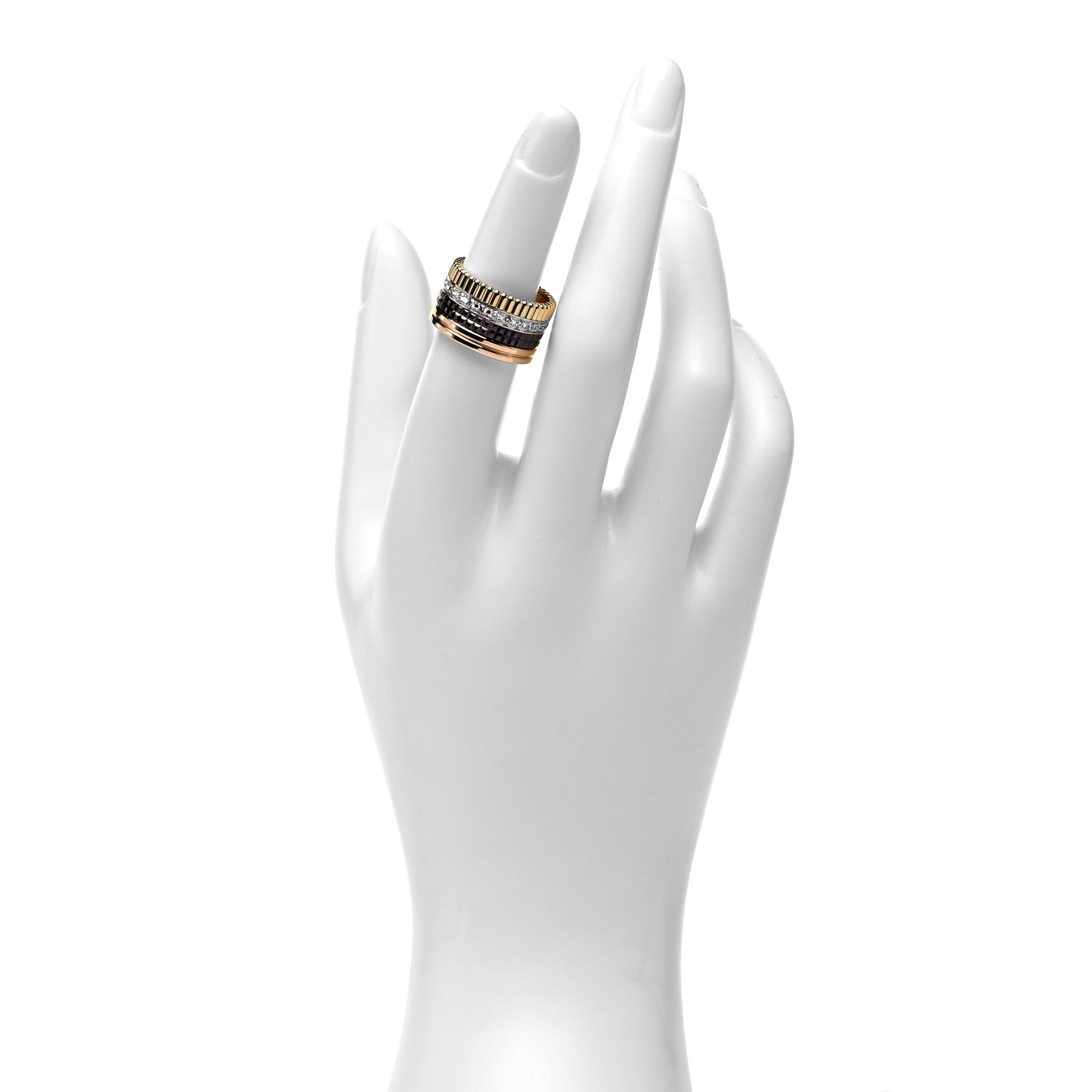 18K Pink Yellow White Gold PVD Diamond Large Quatre Classique Ring 51 5.75